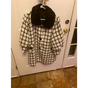 Azel Hazel vintage plaid coat with detachable collar size M